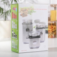 Набор банок стеклянных для сыпучих продуктов &laquo;Трио&raquo;, 3 предмета: 350/500/1000 мл, цвет серебряный