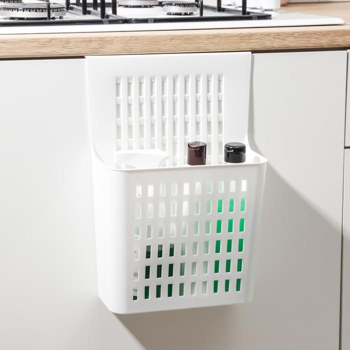 Корзина для хранения подвесная на дверцу, 25&times;13&times;36 см, цвет белый