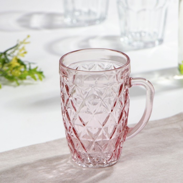 Кружка стеклянная, 400 мл, цвет и текстура МИКС