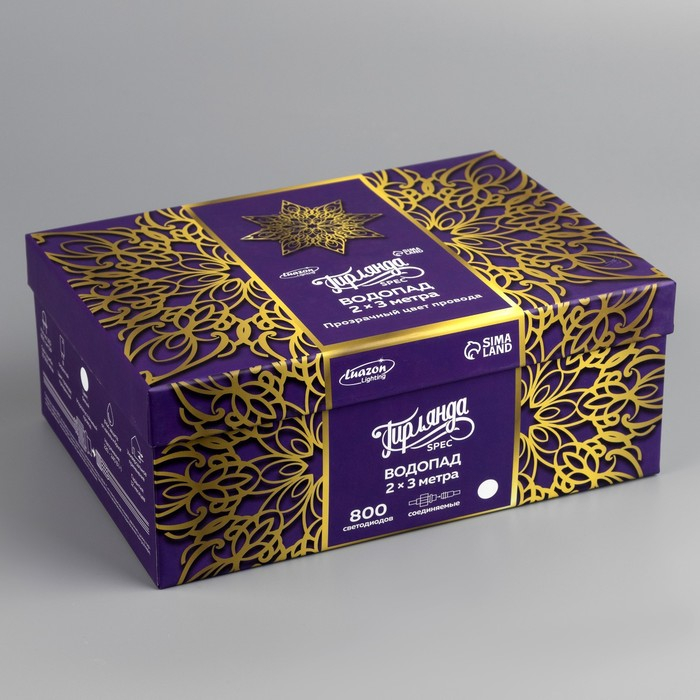 Гирлянда &laquo;Водопад&raquo; 2 &times; 3 м, IP44, УМС, прозрачная нить, 800 LED, свечение белое, 8 режимов, 220 В