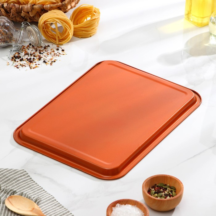 Противень «Прима. Гриль», 35×25 см, с решёткой, антипригарное покрытие, цвет коричневый Противень «Прима. Гриль», 35×25 см, с решёткой, антипригарное покрытие, цвет коричневый