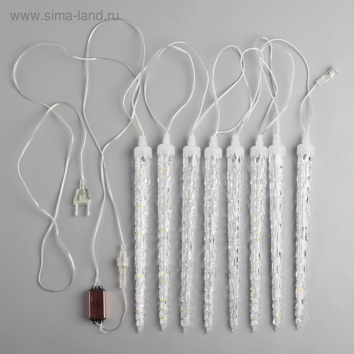 Гирлянда «Сосульки рифленые» 2.5 × 0.3 м, IP65, прозрачная нить, 192 LED, свечение фиолетовое с эффектом стекания, 12 В Гирлянда «Сосульки рифленые» 2.5 × 0.3 м, IP65, прозрачная нить, 192 LED, свечение фиолетовое с эффектом стекания, 12 В