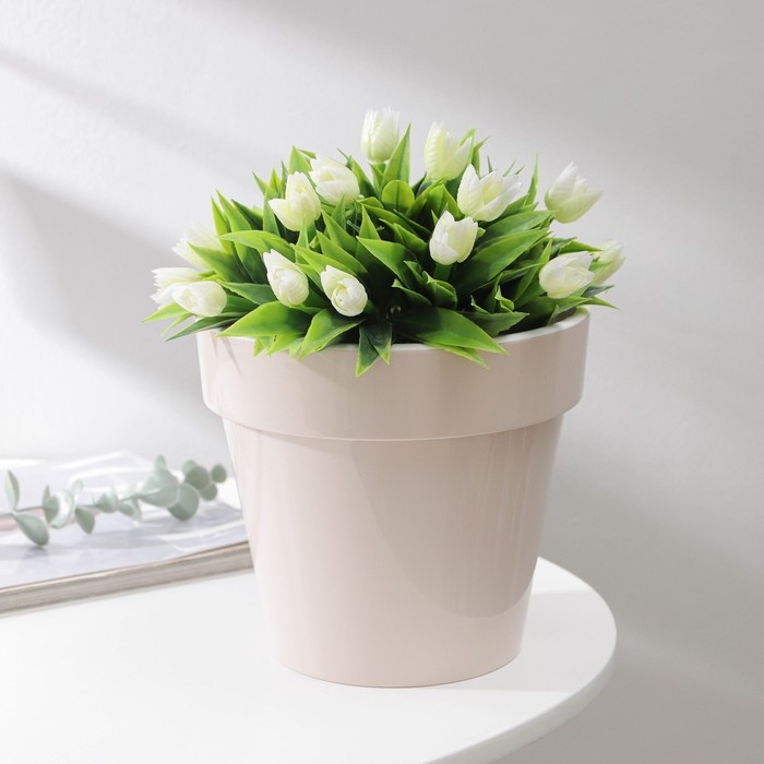 Кашпо для цветов со вставкой «Порто», 2,4 л, цвет жемчужный Кашпо для цветов со вставкой «Порто», 2,4 л, цвет жемчужный