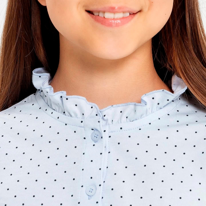 Джемпер для девочки школьный, цвет нежно-голубой/горошек, рост 134 см