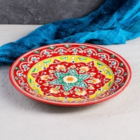 Тарелка Риштанская Керамика "Узоры", 28 см, красная Тарелка Риштанская Керамика "Узоры", 28 см, красная