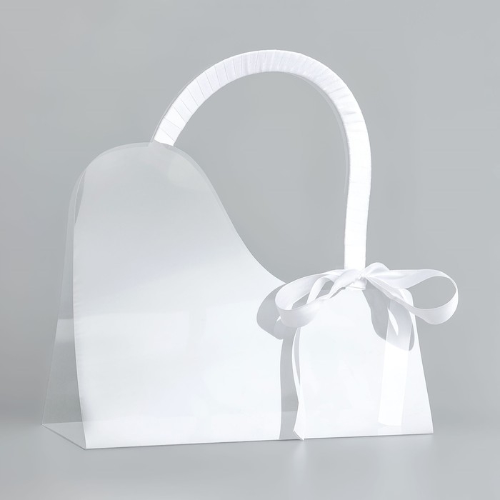 Переноска для цветов с лентой, 30х25х12 см, белая