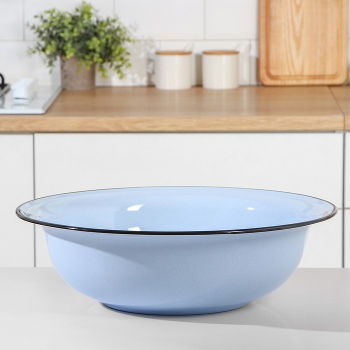 Таз эмалированный, 12 л, 46×13 см, индукция, цвет голубой Таз эмалированный, 12 л, 46×13 см, индукция, цвет голубой