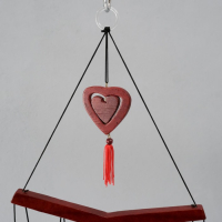 Музыка ветра металл, дерево "Двойное сердце" 7 трубок 72х19 см