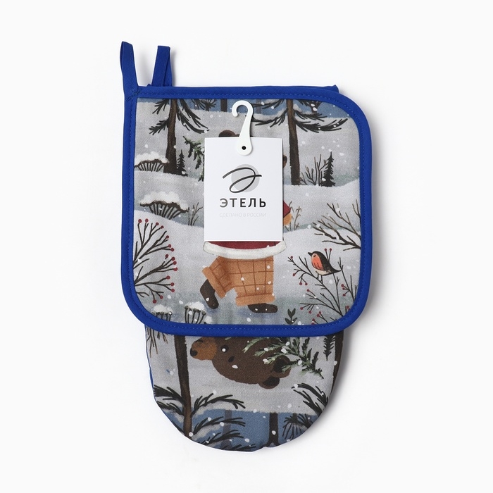 Набор кух. Этель Forest bear варежка 15х28см, прихватка 19х19см,100%хл