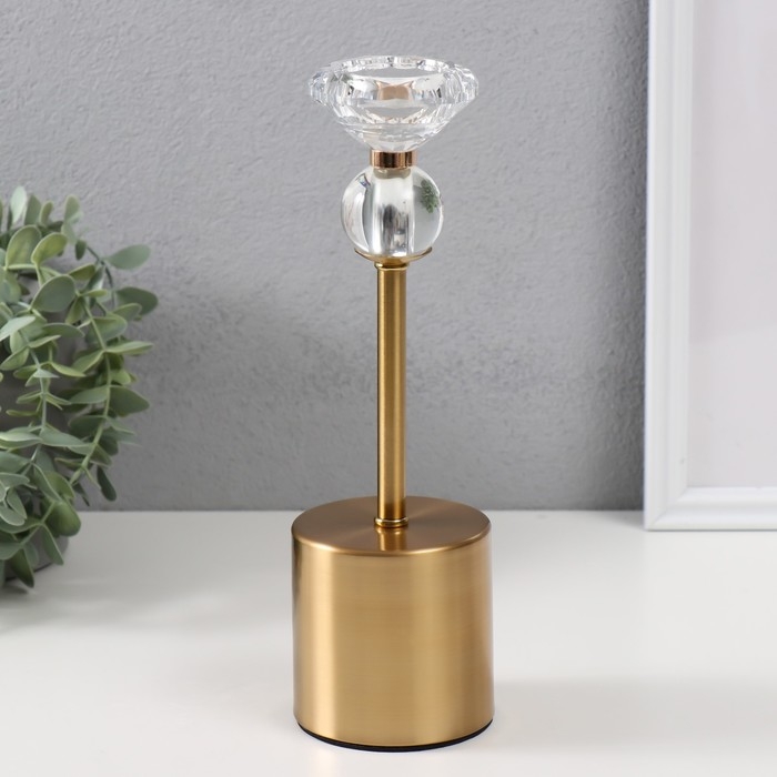 Подсвечник металл на 1 свечу d=4 см Подсвечник металл на 1 свечу d=4 см "Ниса" золото 8х8х23,5 см