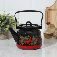 Чайник эмалированный &laquo;Рябина&raquo;, 2,3 л, цвет чёрный