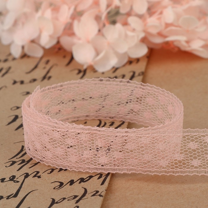 Кружево капроновое, 15 мм &times; 10 &plusmn; 1 м, цвет пудровый