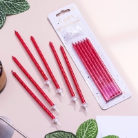 Свечи для торта "Классические" с подставкой, 13 см, 6 шт, рубиновые Свечи для торта "Классические" с подставкой, 13 см, 6 шт, рубиновые