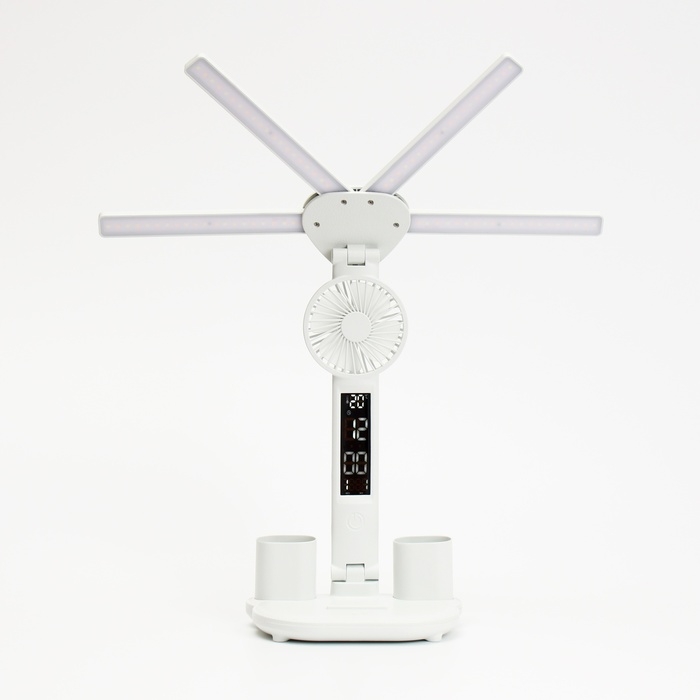 Часы - лампа электронные: календарь, термометр, органайзер, вентилятор, 7 Вт, 3 режима, USB