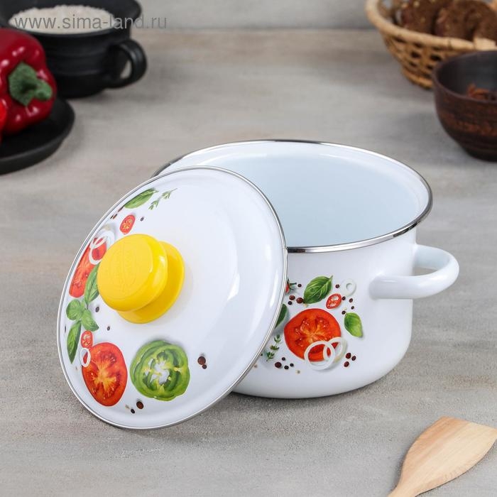 Кастрюля цилиндрическая &laquo;Каприче&raquo;, 2 л, металлическая крышка, с ободком, индукция, цвет белый