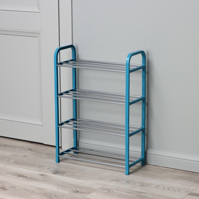 Обувница Доляна, 4 яруса, 42&times;19&times;59 см, цвет синий