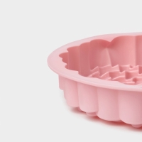 Форма для выпечки Доляна &laquo;Хризантема&raquo;, силикон, d=22 см, цвет розовый