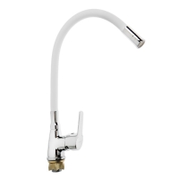 Смеситель для кухни Accoona A4890G-5, однорычажный, гибкий излив, белый/хром Смеситель для кухни Accoona A4890G-5, однорычажный, гибкий излив, белый/хром