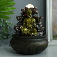 Фонтан настольный с подсветкой "Будда у фонтана с лотосом" 16х16х21 см Фонтан настольный с подсветкой "Будда у фонтана с лотосом" 16х16х21 см