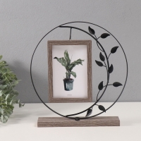 Фоторамка металл на 2 фото 10х15 см "Месяц и веточка" черный 5х26х28 см