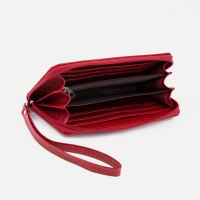 Кошелёк женский на молнии, с ручкой, цвет красный