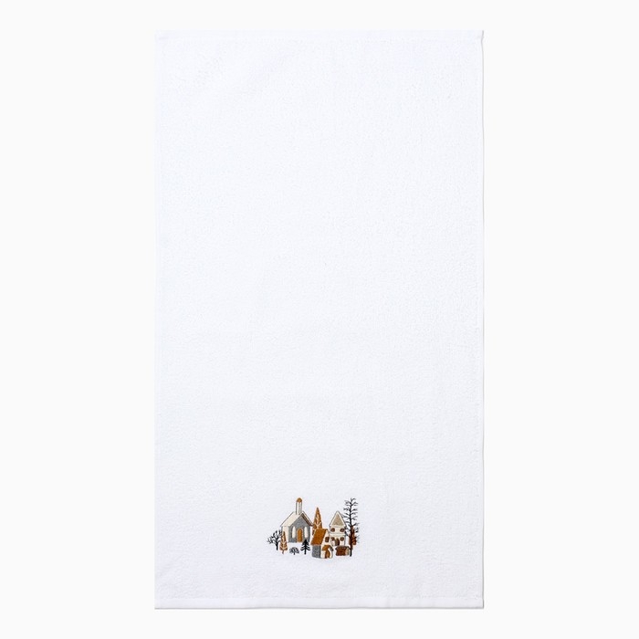 Полотенце махровое "Город в снегу" 30х60 см, 100% хлопок, 340 г/м2