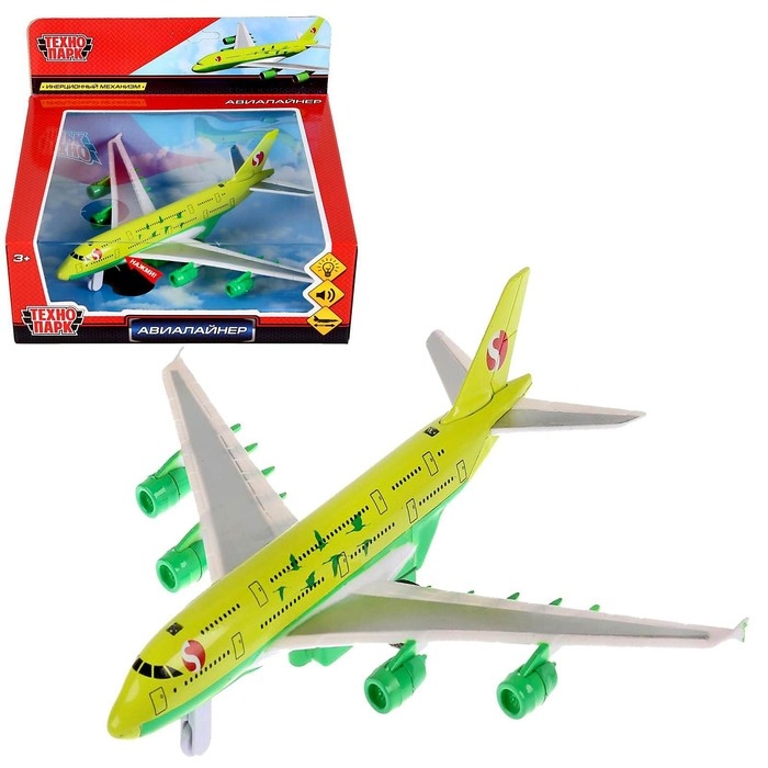 Модель самолёта металлическая &laquo;Авиалайнер S7&raquo;, инерционный, светозвуковые эффекты, 17,5х19,5 см