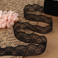 Кружево капроновое, 40 мм &times; 10 &plusmn; 1 м, цвет чёрный