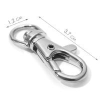 Карабин металлический, 37 &times; 12 мм / 9 &times; 1,7 мм, 10 шт, цвет серебряный