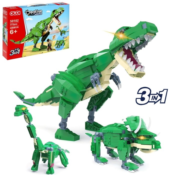 Конструктор Дино &laquo;Т-Рекс&raquo;, 3 в 1, 372 детали