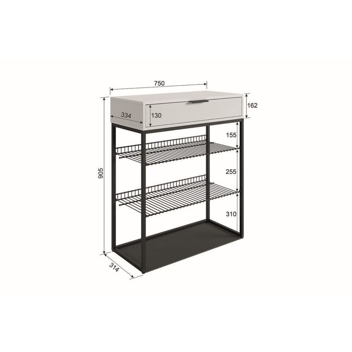 Обувница "Краш" 750х344х905, Черный муар/Дуб крафт золотой