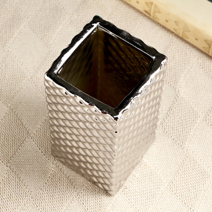 Кашпо - ваза "Кристи" серебро, 9х9х20см