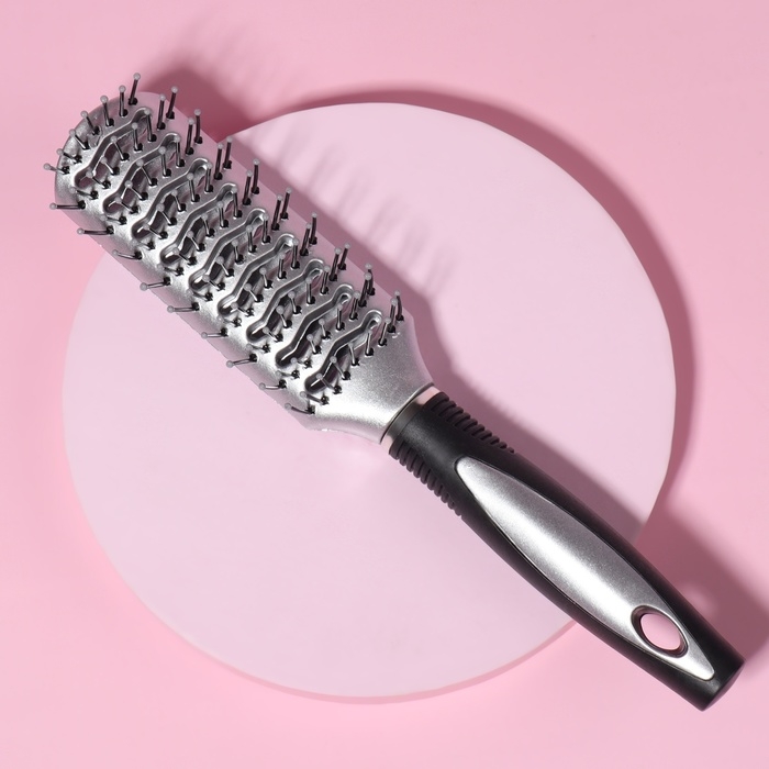 Расчёска массажная, вентилируемая, 5 × 23 см, цвет серебристый/чёрный Расчёска массажная, вентилируемая, 5 × 23 см, цвет серебристый/чёрный