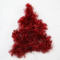 Гирлянда &laquo;Мишура&raquo; 1 м роса, IP20, красная нить, 22 LED, 6 слоёв, d=7 см, батарейки CR2032х2 (в комплекте), свечение белое