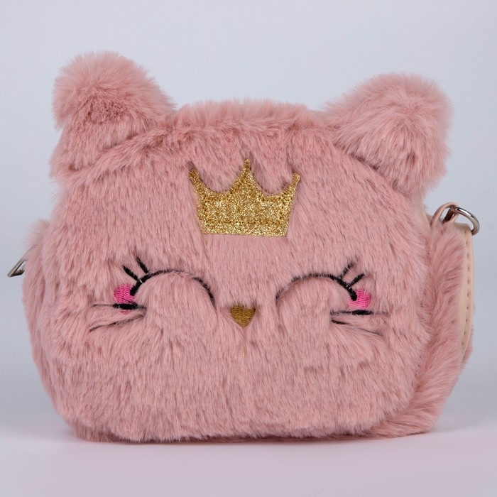 Сумка детская для девочки меховая &laquo;Кошечка&raquo;, 15х12 см, цвет бежевый