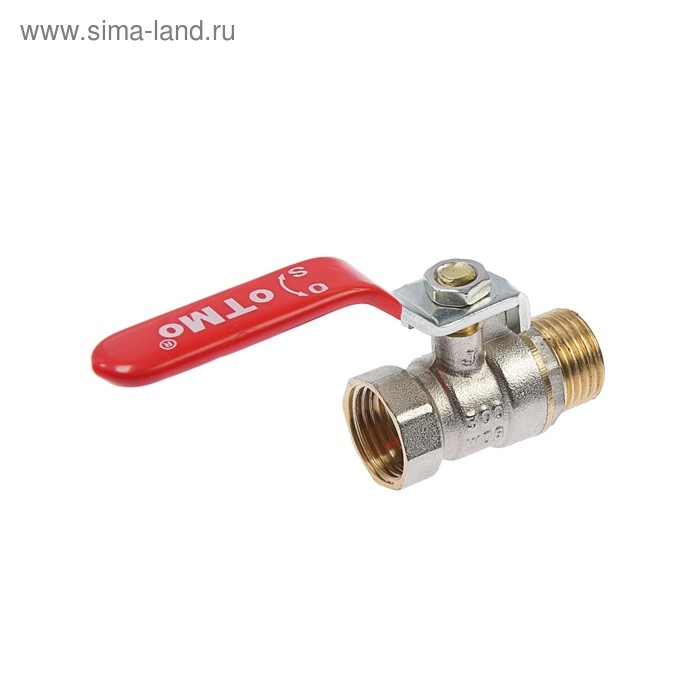 Кран шаровой OTMO, внутренняя/наружная резьба 1/2 Кран шаровой OTMO, внутренняя/наружная резьба 1/2", ручка, никелированная латунь