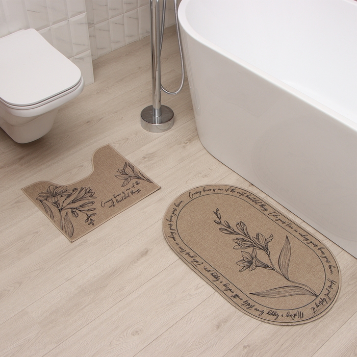 Набор ковриков для ванной Этель Набор ковриков для ванной Этель "Beautiful" 2 шт, 48х78 см, 40х45 см