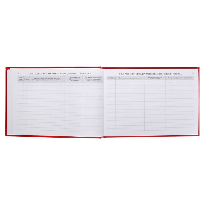 Медицинская карта ребёнка "История развития" А5, 205 х 150 мм, форма 112, красная, твёрдая обложка, 96 листов