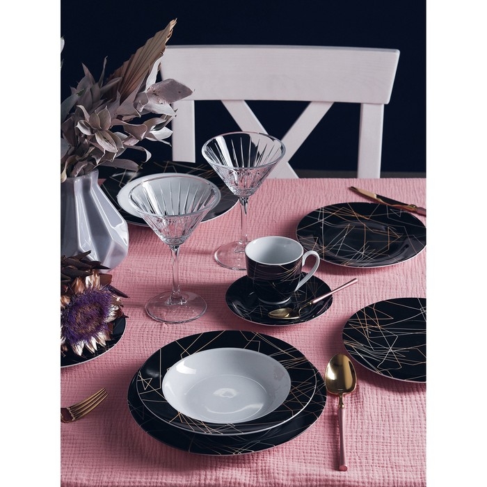 Тарелка керамическая пирожковая Доляна «Кассиопея», d=19 см, цвет чёрный Тарелка керамическая пирожковая Доляна «Кассиопея», d=19 см, цвет чёрный