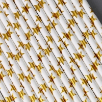 Трубочки для коктейля &laquo;Золотые звёзды&raquo;, набор 25 шт.