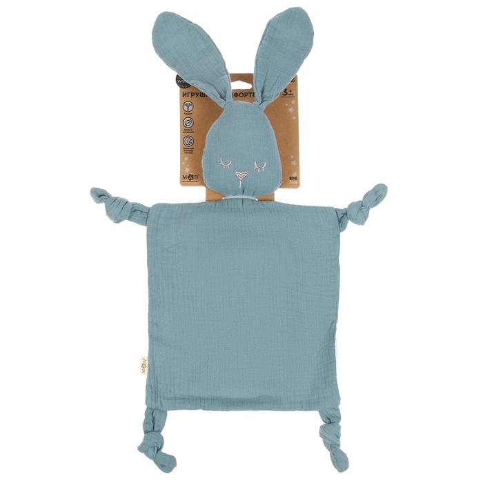 Комфортер - игрушка &laquo;Зайка&raquo;, погремушка, цвет синий, Mum&Baby