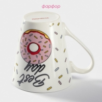 Кружка фарфоровая Доляна &laquo;Пончики&raquo;, 320 мл, цвет белый