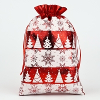 Мешочек подарочный парча &laquo;Новогодний орнамент&raquo;, красный, 20 х 30 см, Новый год