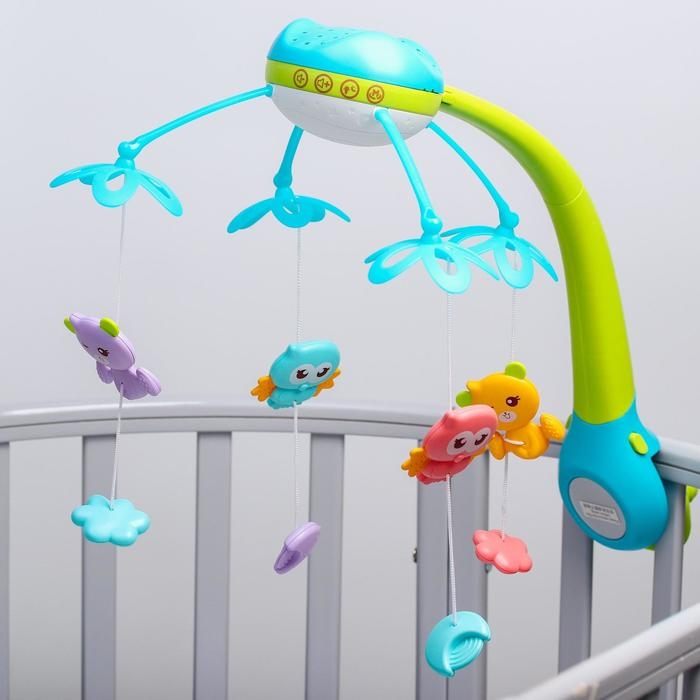 Мобиль музыкальный на кроватку &laquo;Яркие птички&raquo;, с ночником + пульт, цвет МИКС