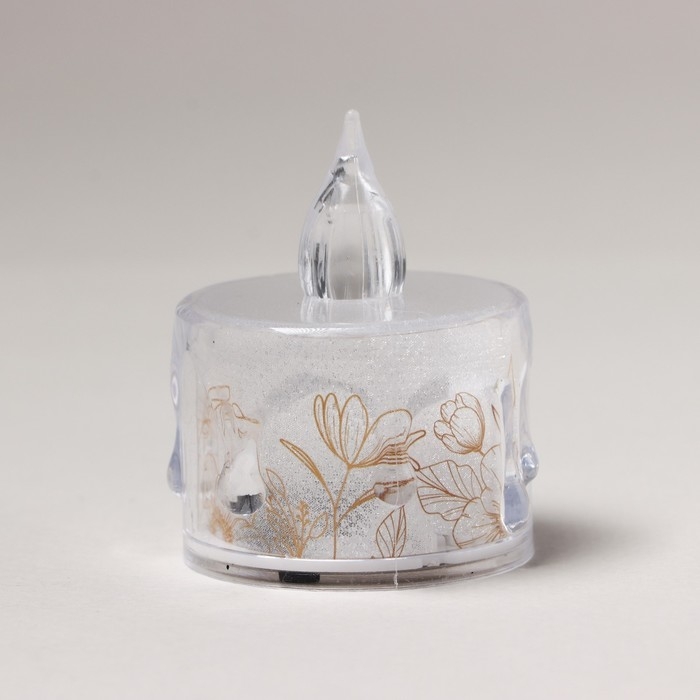 Свеча светодиодная с цветами, мод. СВ-23 &laquo;Цветы&raquo;, 5 х 3,8 см.