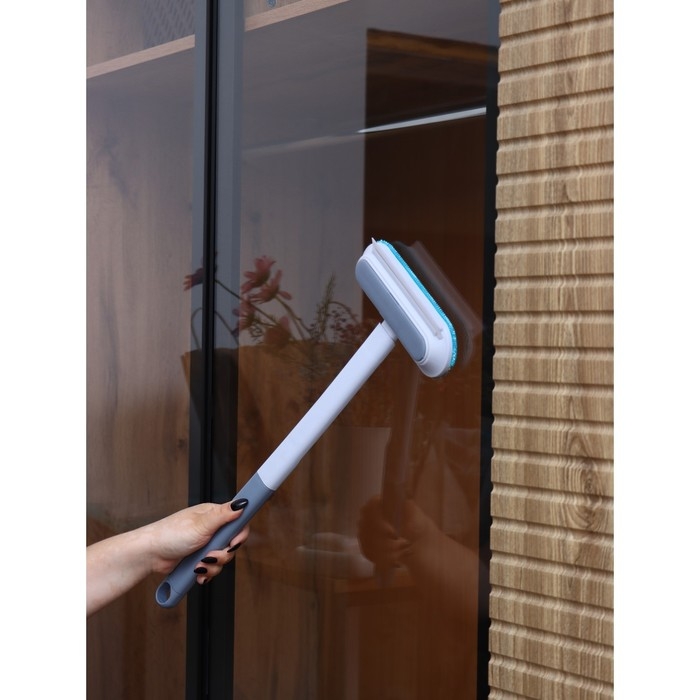 Щётка для окон Raccoon, длина 44 см, велюровая насадка 18,2&times;6,5 см, щётка для одежды 18,2&times;2 см, пластиковая щётка 2&times;14,5 см, силиконовый сгон 18,2 см