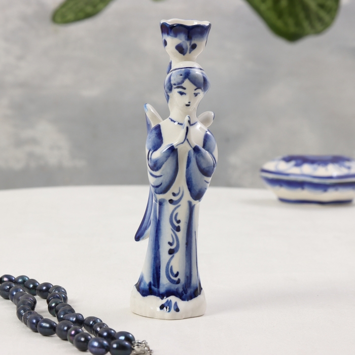 Сувенир &laquo;Ангел подсвечник&raquo;, большой, 15х3,5 см, гжель