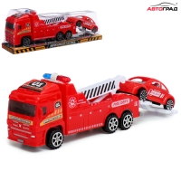 Грузовик «Эвакуатор», инерционный, с машинкой, цвет красный Грузовик «Эвакуатор», инерционный, с машинкой, цвет красный