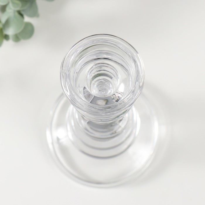 Подсвечник стекло на 1 свечу Подсвечник стекло на 1 свечу "Марсельеза" прозрачный 10,5х10,5х25 см