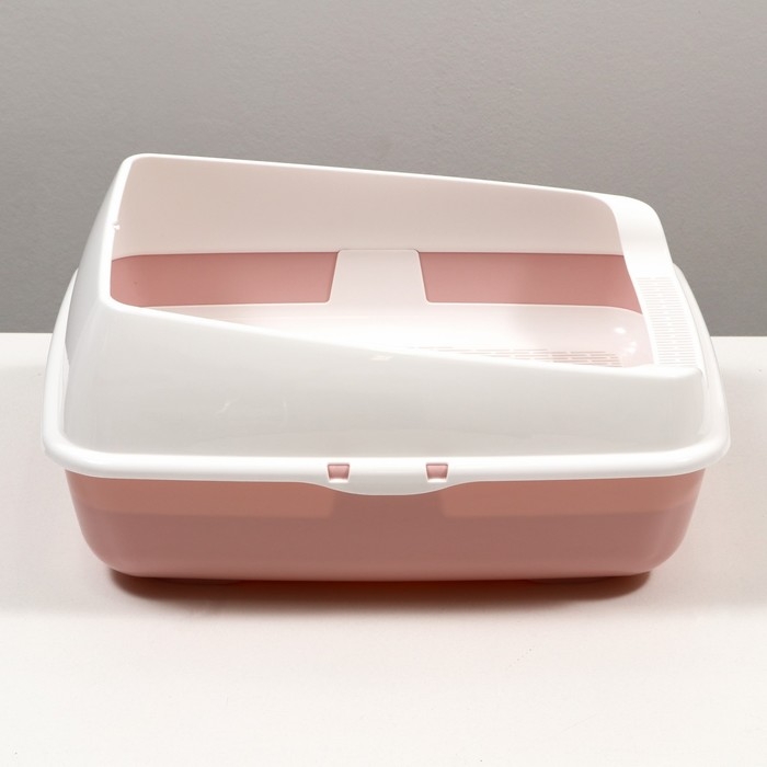 Лоток для кошек совок+ сетка 50,5 х 39 х 23 см, розовый Лоток для кошек совок+ сетка 50,5 х 39 х 23 см, розовый